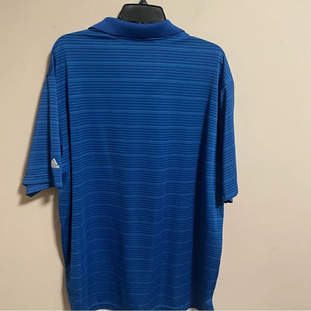 Adidas Golf Blue Striped Polo- Size 2XL